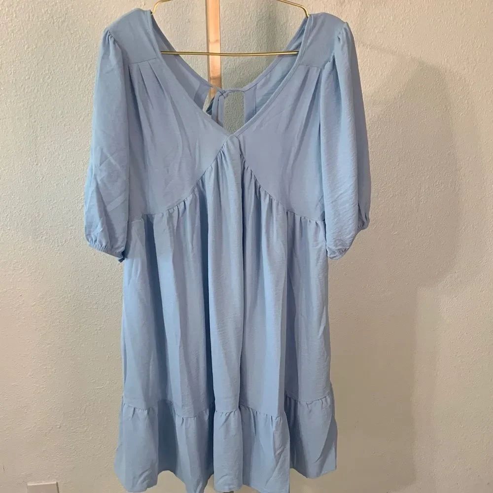 Zegetio Blue Puff Sleeve baby doll Dress-XL- NWT